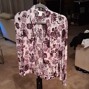 Elegant Floral Blazer in Purple and White